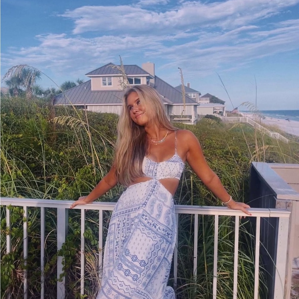 Blue and White Patterned Dress